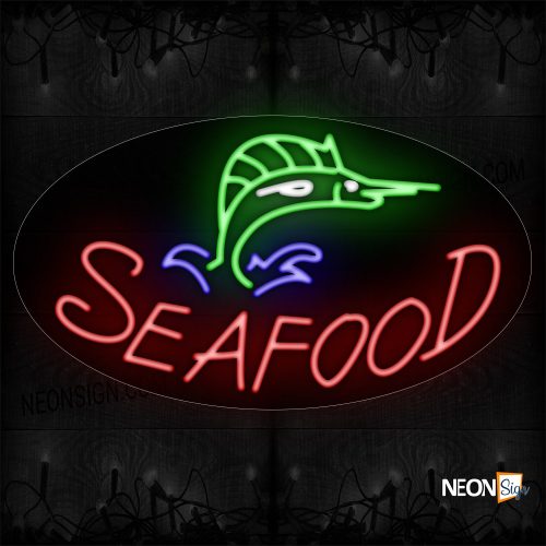 Image of Seafood With Fish Logo Neon Sign