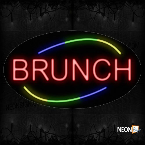 Image of Brunch In Red With Colorful Arc Border Neon Sign