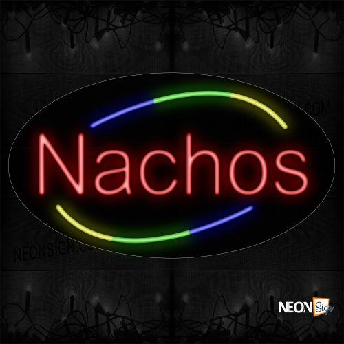 Image of Nachos With Colorful Border Neon Sign