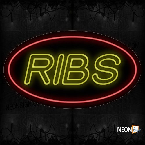 Image of Double Stroke Ribs With Red Border Neon Sign