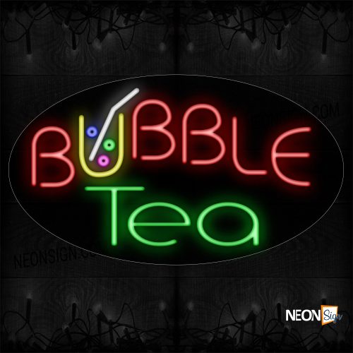 Image of Bubble Tea With Colorful Logo Neon Sign