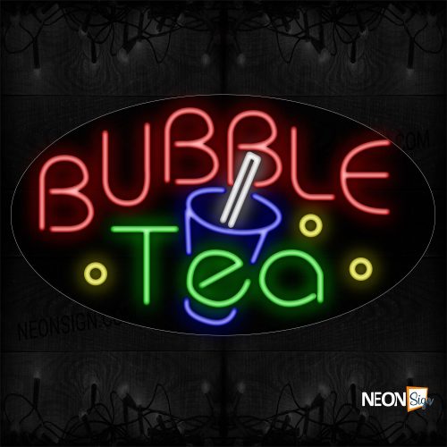 Image of Bubble Tea With Logo Neon Sign