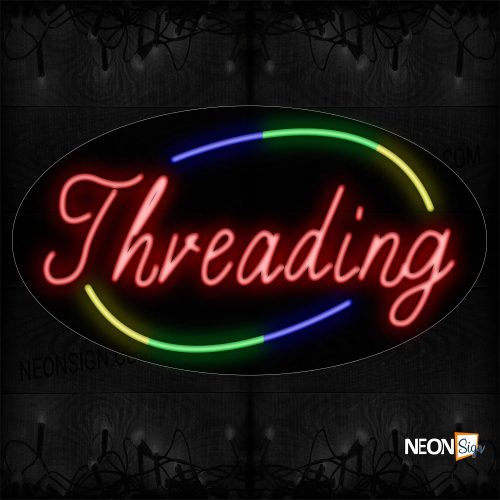 Image of Threading In Red With Colorful Arc Border Neon Sign