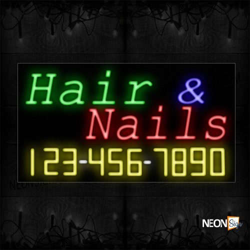 Image of Hair & Nails And Phone Number Neon Sign