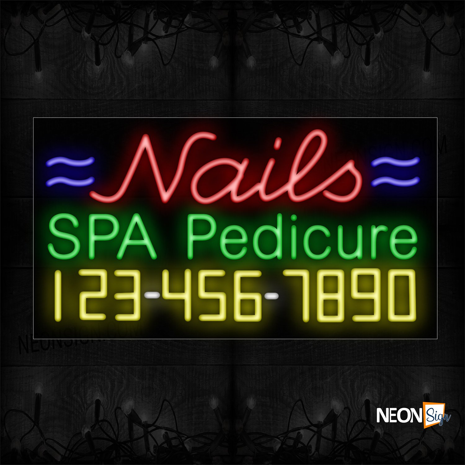 Image of Nail Spa Pedicure With Telephone Number Neon Sign