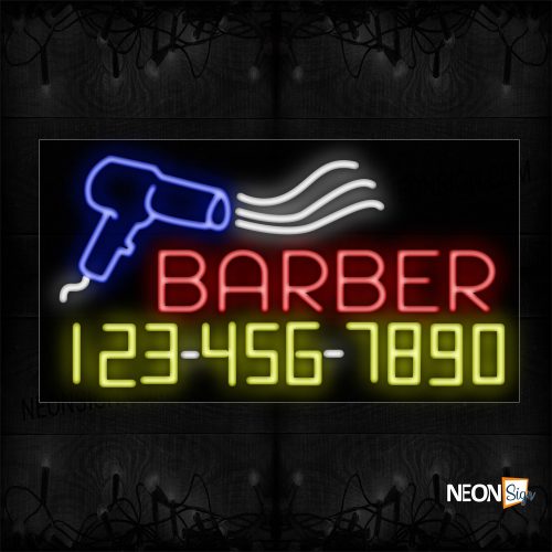 Image of Barber With Contact No Neon Sign