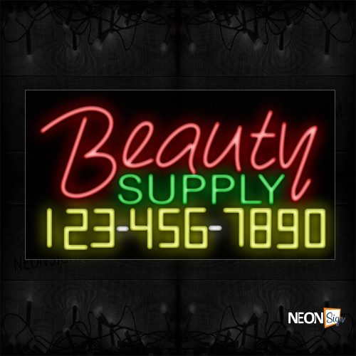 Image of Beauty Supply With Telephone Number Border Neon Sign