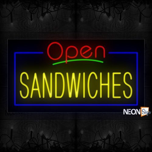 Image of Open Sandwiches With Blue Border Neon Sign