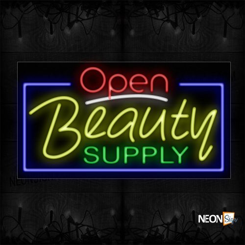 Image of Open Beauty Supply With Border Neon Sign