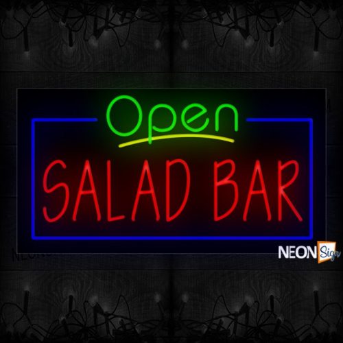 Image of Open Salad Bar With Blue Border Neon Sign