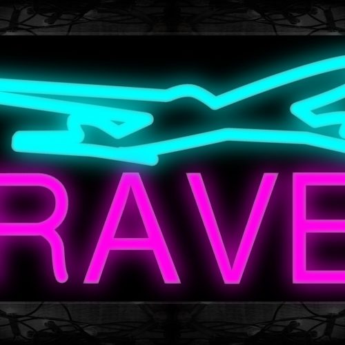 Image of Travel In Pink And Plane Logo Neon Sign