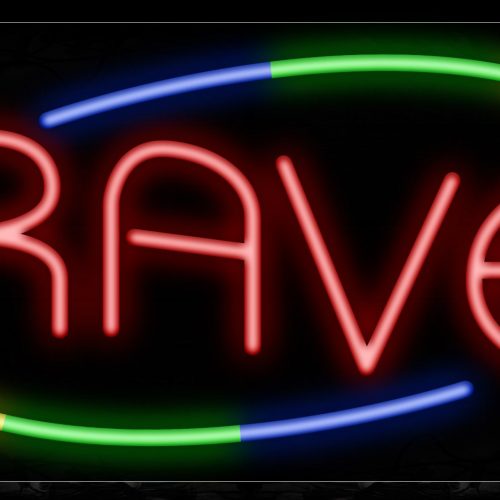Image of Travel In Red With Colorful Arc Border Neon Sign