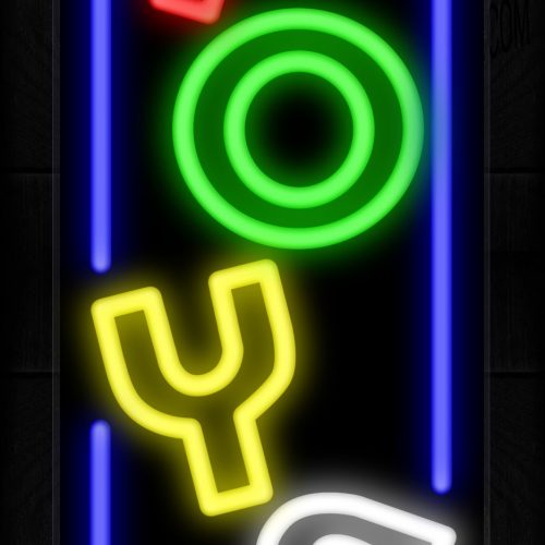 Image of Colorful Double Stroke Toys With Blue Border Neon Sign