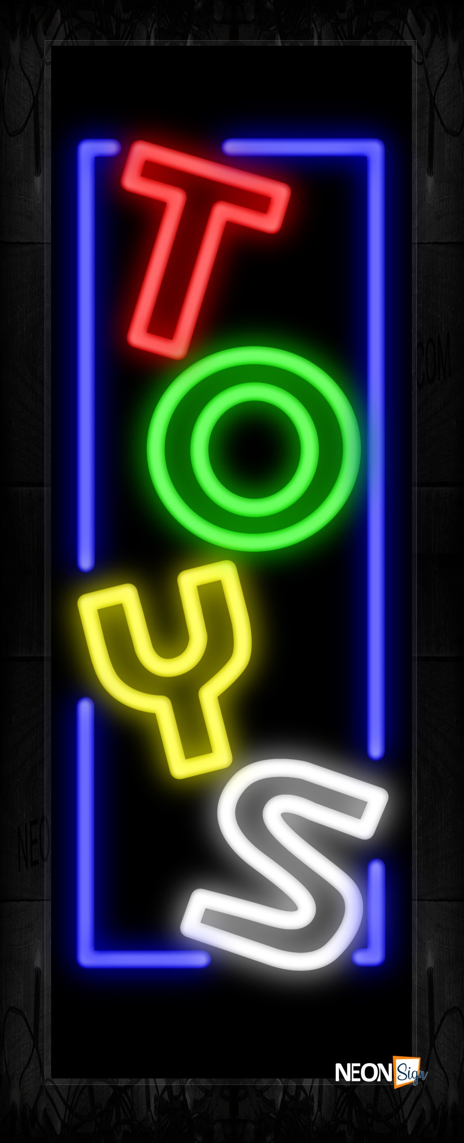 Image of Colorful Double Stroke Toys With Blue Border Neon Sign
