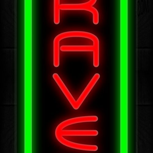 Image of Travel In Red With Green Border (Vertical) Neon Sign