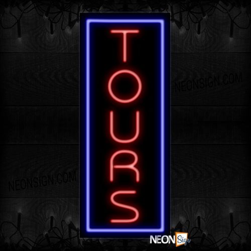 Image of Tours In Red With Blue Border (Vertical) Neon Sign
