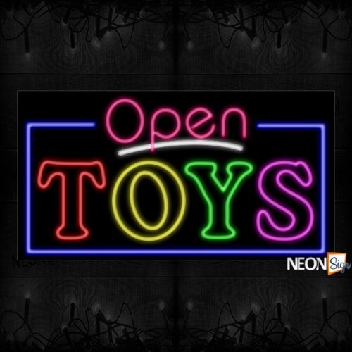 Image of Open Colorful Toys With Border Neon Sign
