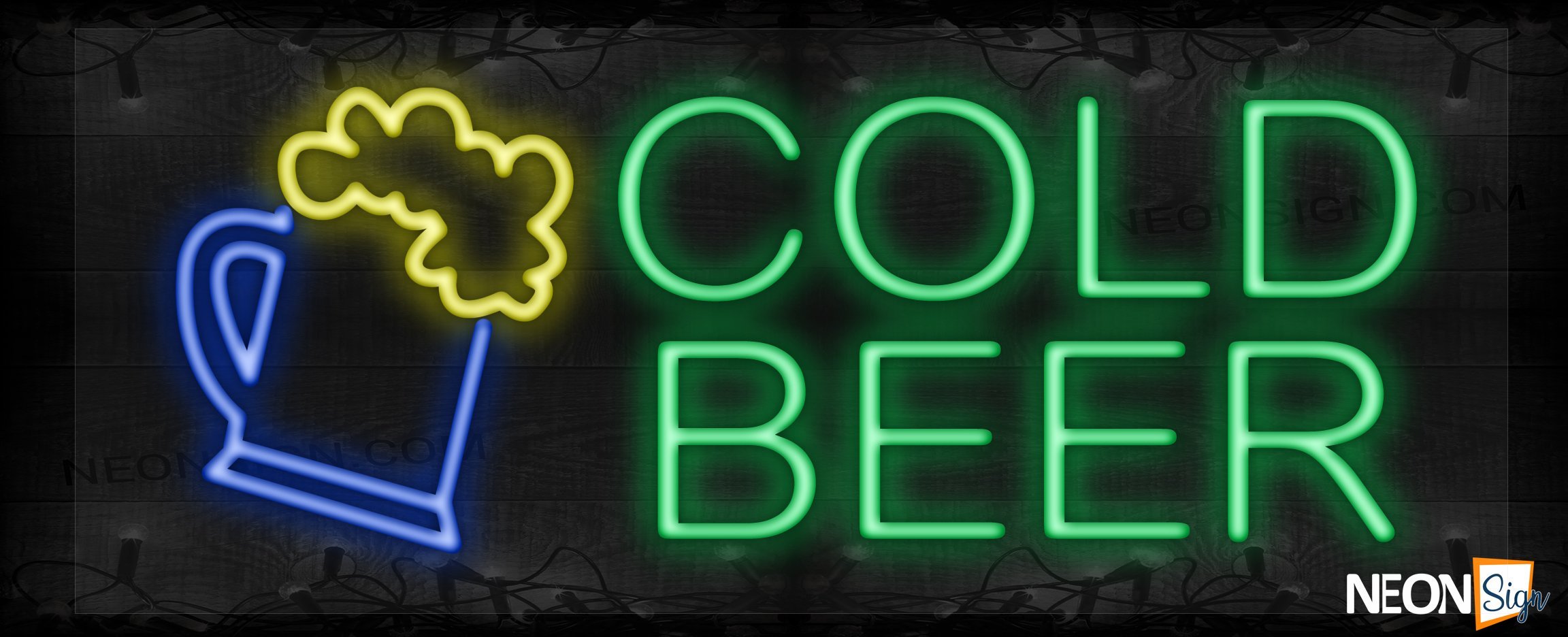 Image of Cold Beer in green with mug LED Flex