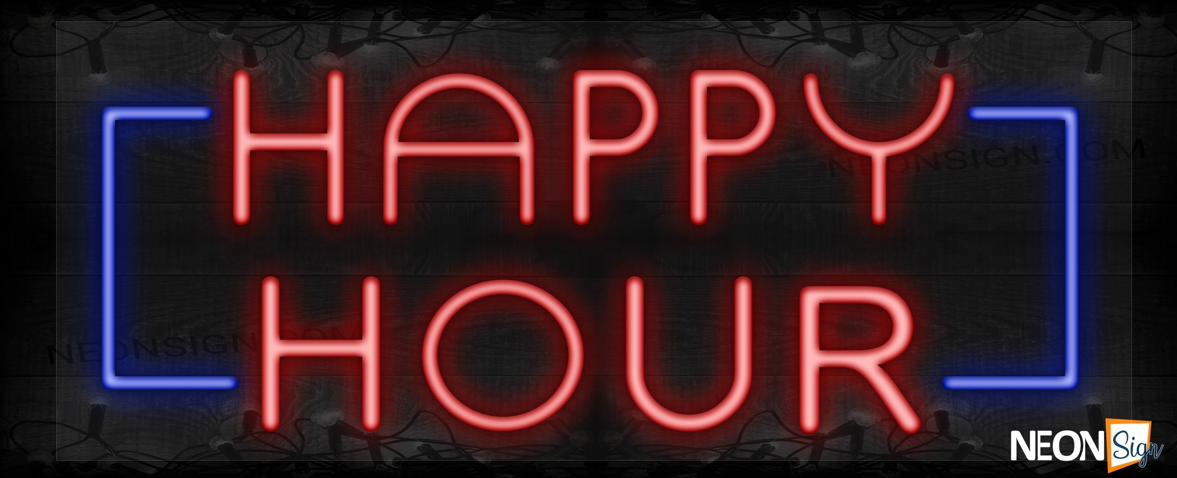 Image of Happy hour with blue border LED Flex
