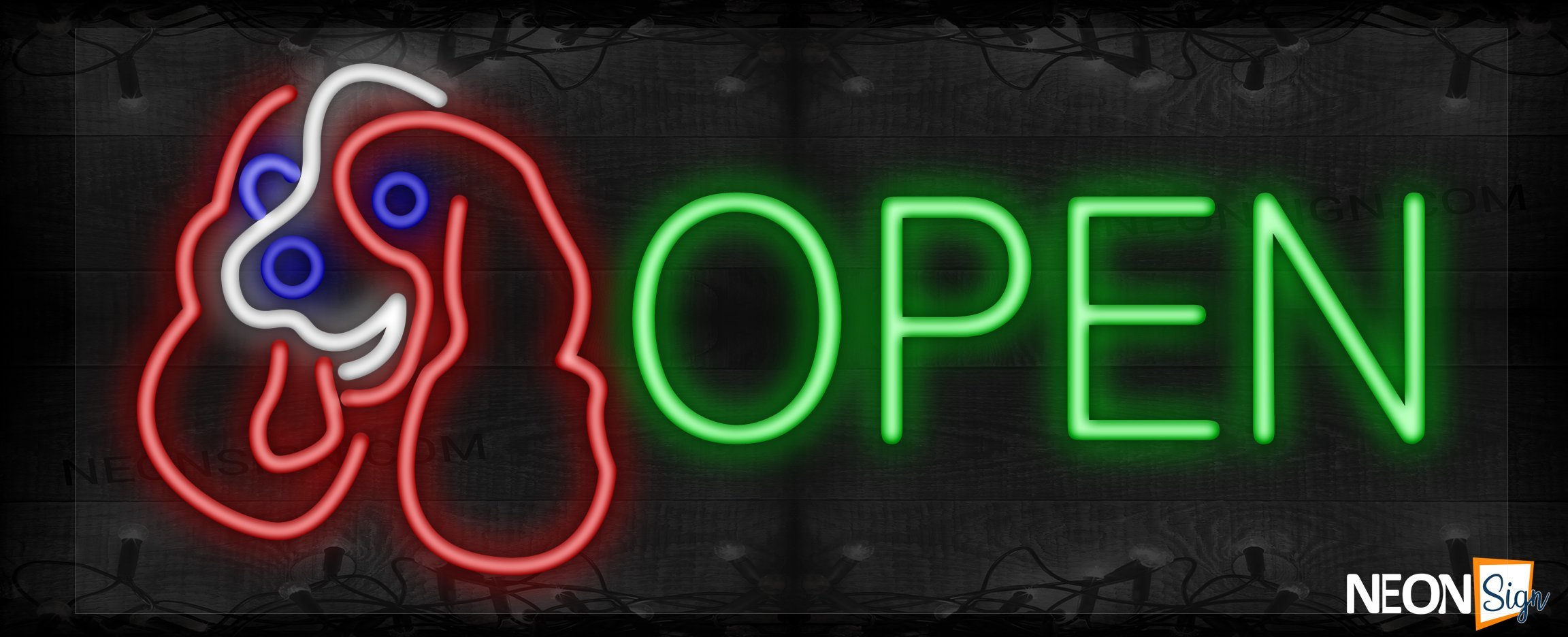 Image of Open with dog logo LED Flex