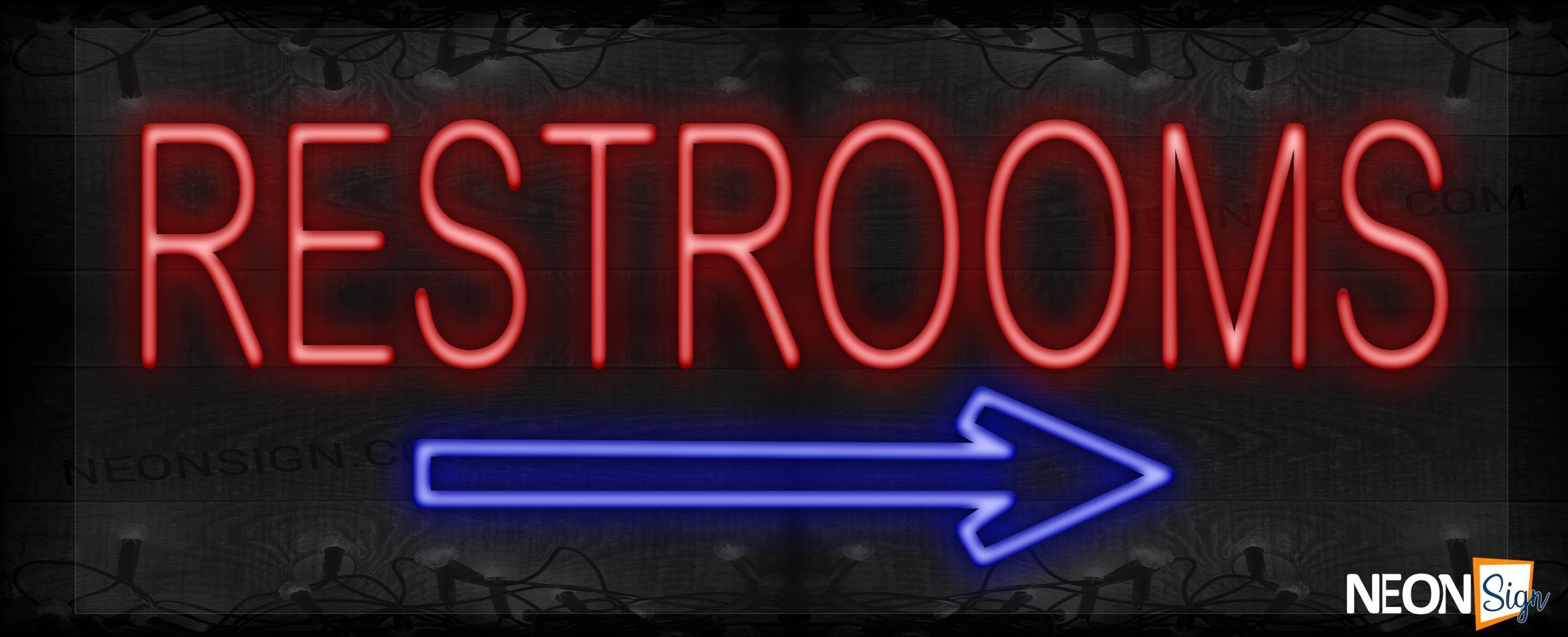 Image of Restroom with blue arrow LED Flex