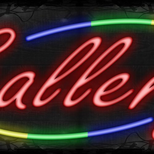 Image of Gallery in cursive red and colorful border LED Flex