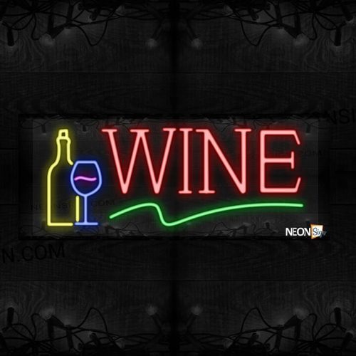 Image of Wine with green line and wine bottle and glass LED Flex