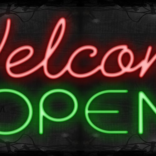 Image of Welcome Open with blue lines LED Flex