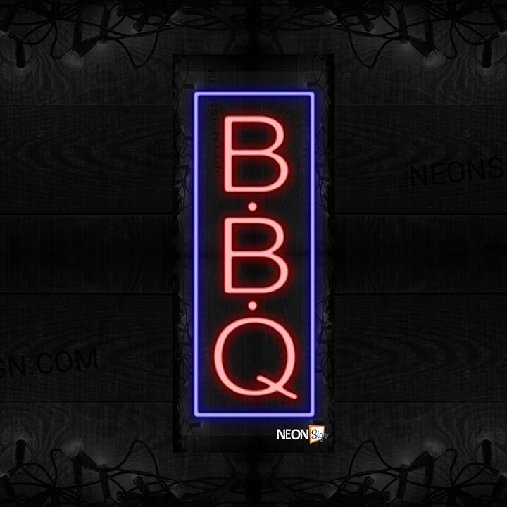 Image of BBQ with blue border LED Flex (Vertical sign)