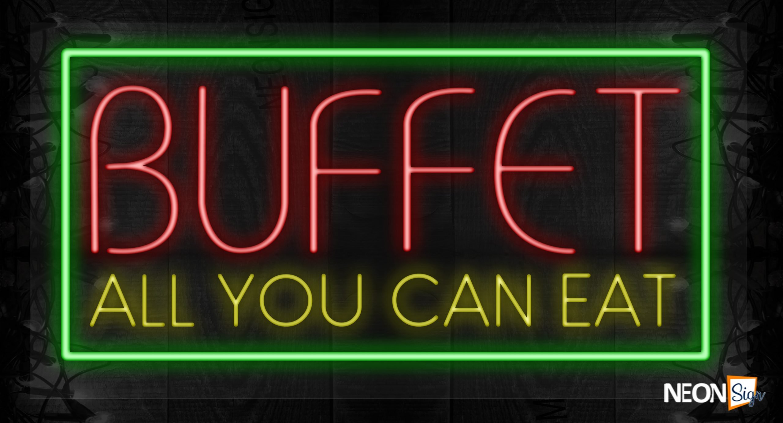 Image of Buffet All you can eat with green border LED Flex