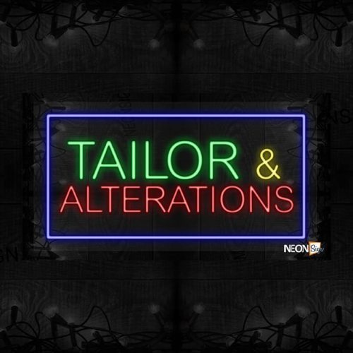 Image of Tailor & Alterations with blue border LED Flex