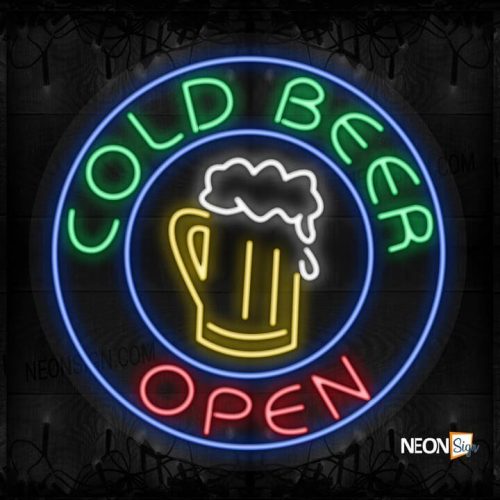 Image of Cold Beer Open with beer mug logo LED Flex