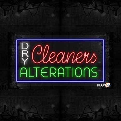 Image of Dry Cleanerss Alterations with blue border LED Flex