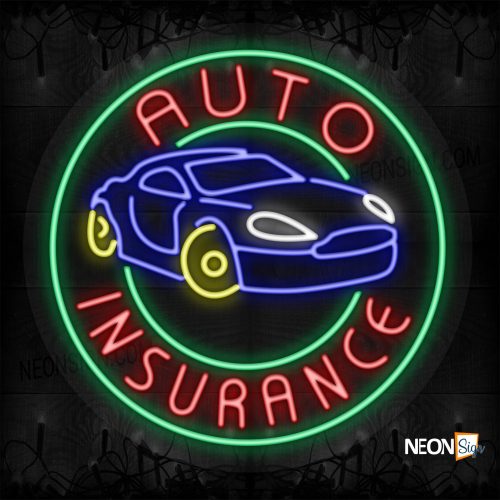 Image of Auto Insurance with car logo and green border LED Flex