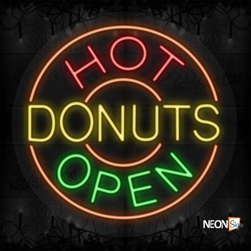 Image of Hot Donuts Open with orange circle border LED Flex