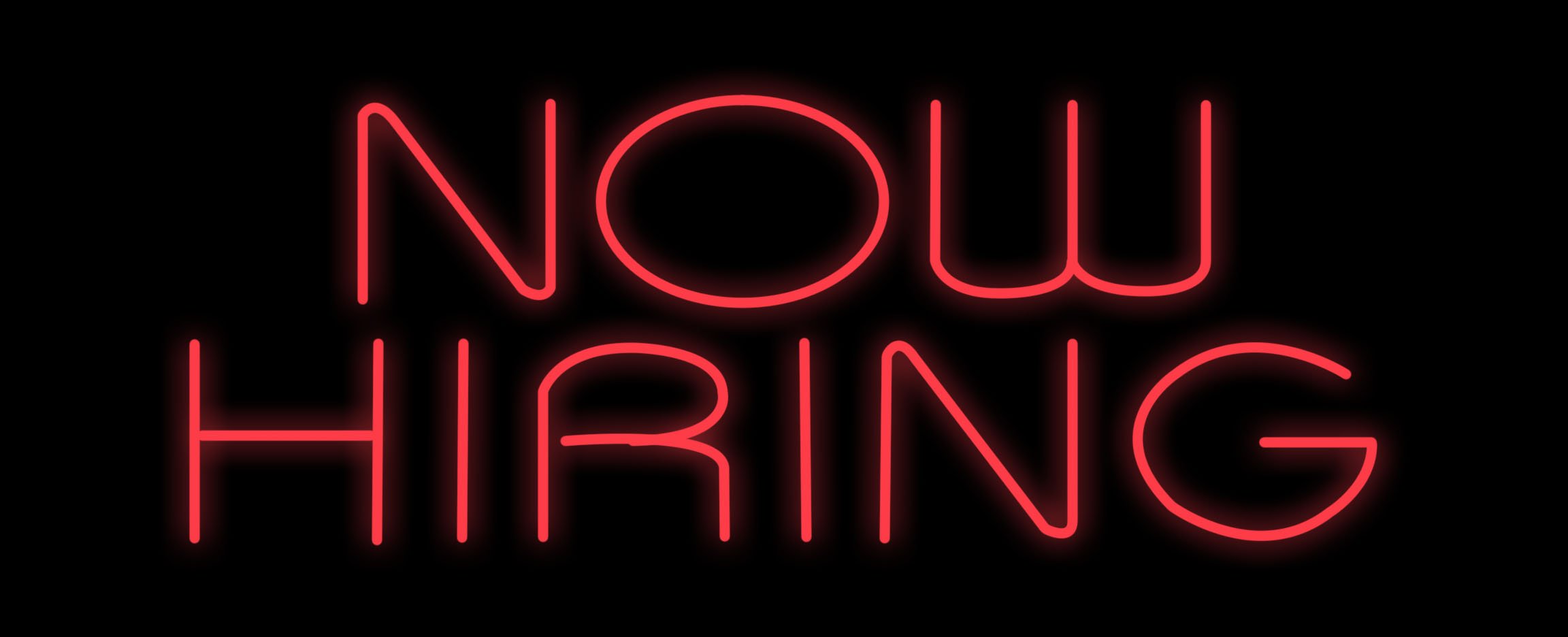 Image of Now Hiring in red LED Flex