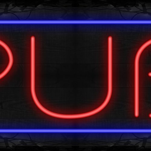 Image of Red Pub Text with blue LED Flex