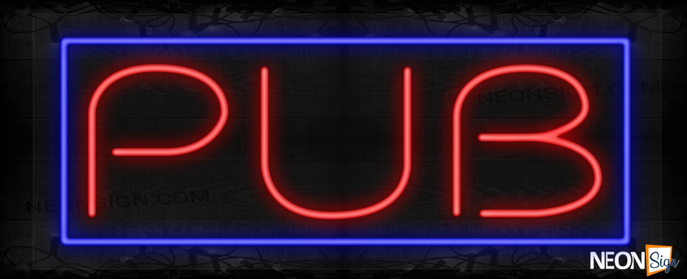 Image of Red Pub Text with blue LED Flex