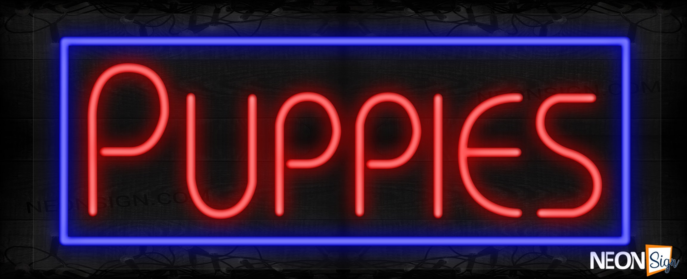 Image of Puppies with Blue Border LED Flex