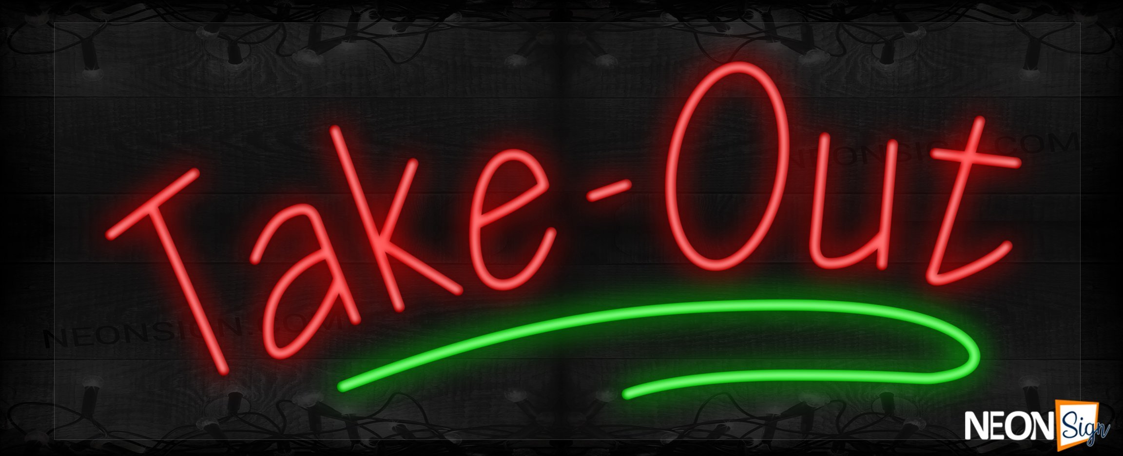 Image of Take-out with Green Curved Line LED Flex