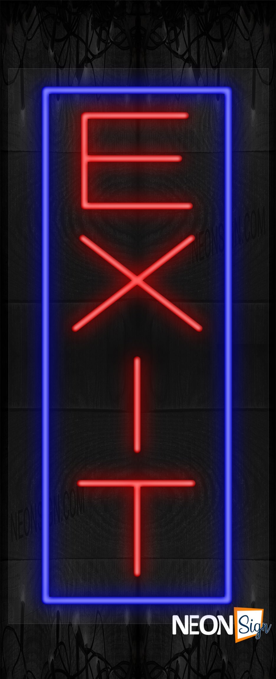 Image of Vertical Exit with Blue Border LED Flex