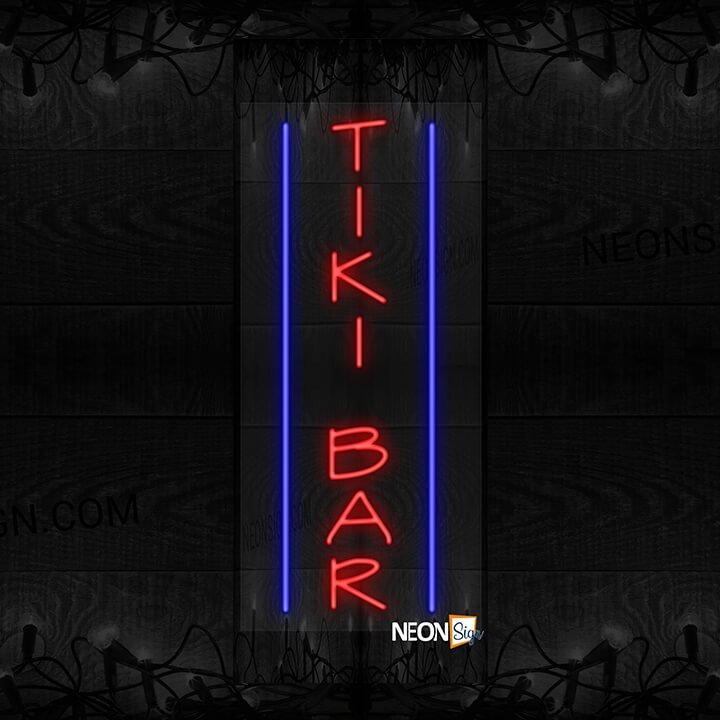 Image of Vertical Tiki Bar with Blue Parallel Lines LED Flex