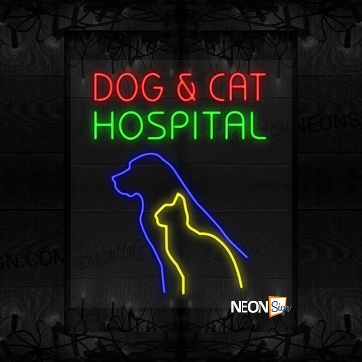 Image of Dog & Cat Hospital with Dog and Cat Silhouette LED Flex