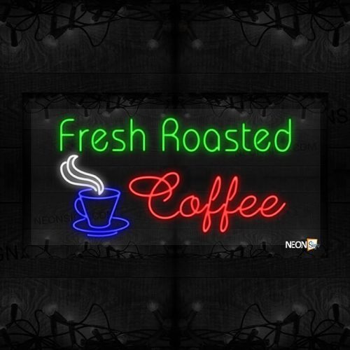 Image of Fresh Roasted Coffee with a Cup of Hot Coffee LED Flex