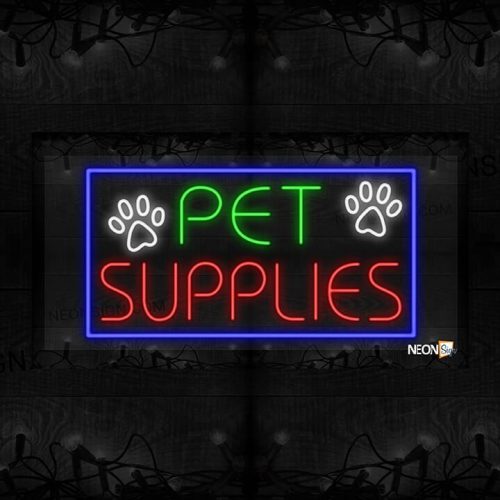 Image of Pet Supplies with Paws in Blue Border LED Flex