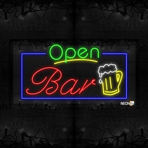 Image of Open Bar with a Mug of Beer with Blue Border LED Flex