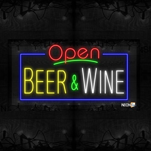 Image of Open Beer & Wine with Blue Border LED Flex