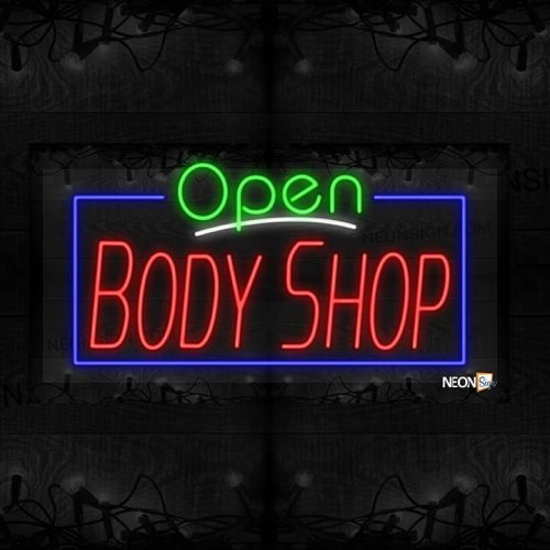 Image of Open Body Shop with Blue Border LED Flex