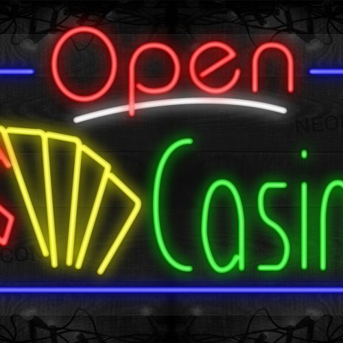 Image of Open Casino with Playing Cards Image and Blue Border LED Flex