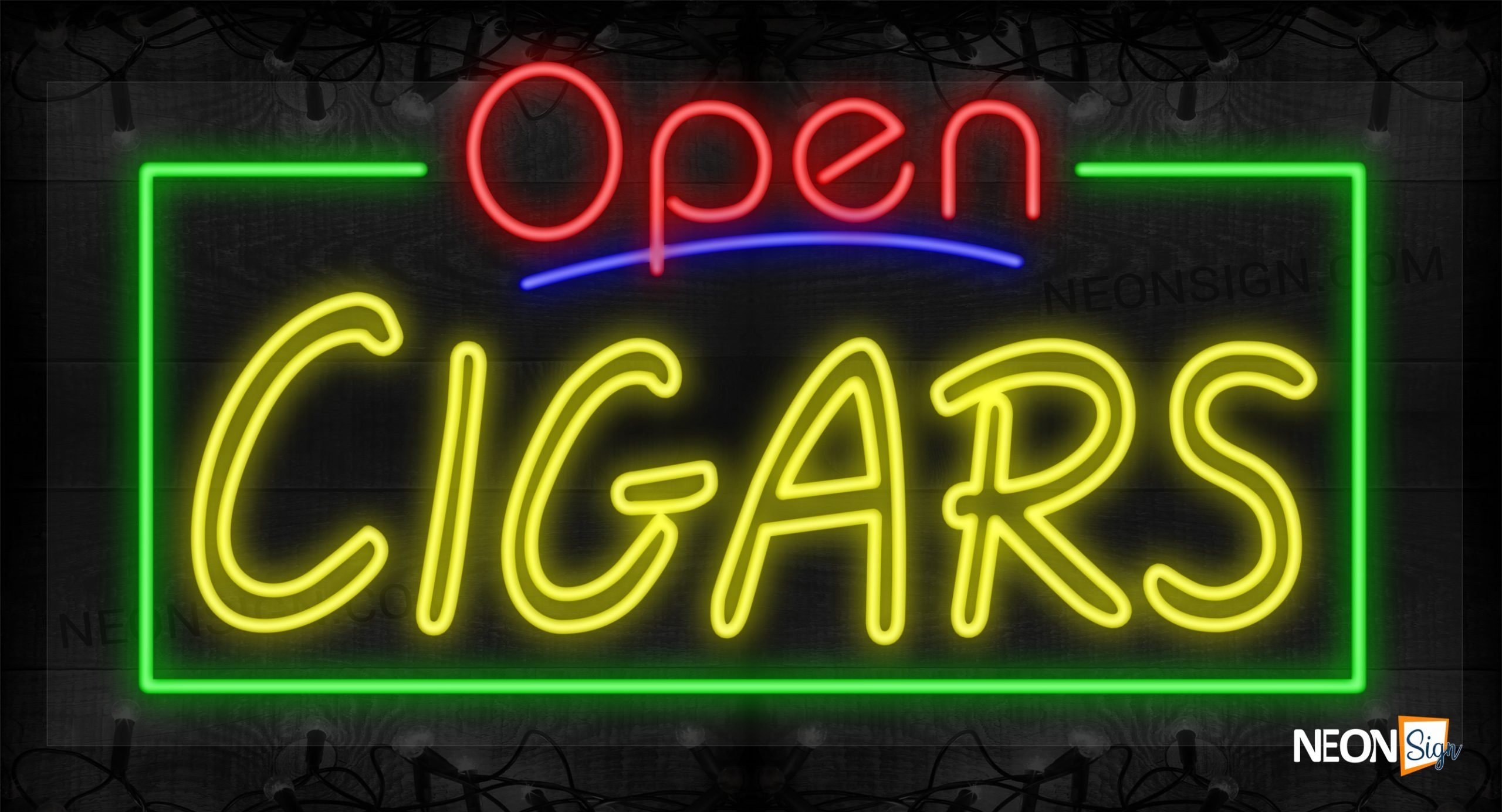 Image of Open Cigars (Double-Stroke) with Green Border LED Flex